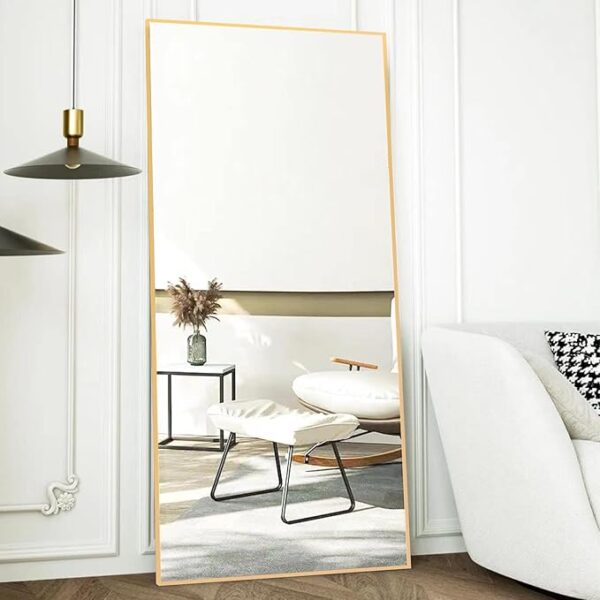 BEAUTYPEAK 71"x30" Rectangle Floor Mirror, Full Length Mirror Wall Mirror Hanging or Leaning, Aluminum Alloy Frame Full Body Mirror for Bedroom, Dressing Room, Gold - Image 6