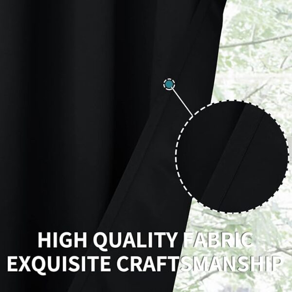 BGment Blackout Curtains - Grommet Thermal Insulated Room Darkening Bedroom and Living Room Curtains, Set of 2 Panels (52 x 120 Inch, Black) - Image 7