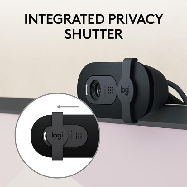 Logitech Brio 101 Full HD 1080p Webcam Made for Meetings and Works for Streaming — Auto-Light Balance, Built-in Mic, Privacy Shutter, USB-A, for Microsoft Teams, Google Meet, Zoom, and More - Black - Image 6