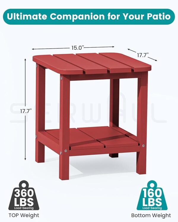 SERWALL Double Adirondack Side Table Set of 4, End Table- Red - Image 5
