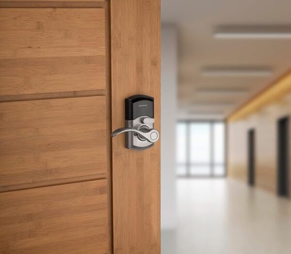 Kwikset SmartCode 955 Pembroke Light Commercial 10-Button Keypad Electronic Lever, Featuring Convenient Keyless Entry, 3-Year Batter Life and High Traffic Durability Satin Nickel - Image 4