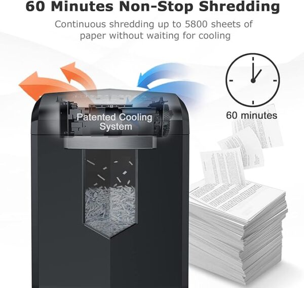 Bonsaii 18-Sheet 60-Minutes Office Paper Shredder, Cross-Cut Heavy Duty Shredder for Home Office with 6 Gallon Pullout Basket 4 Casters(C149-C) - Image 3