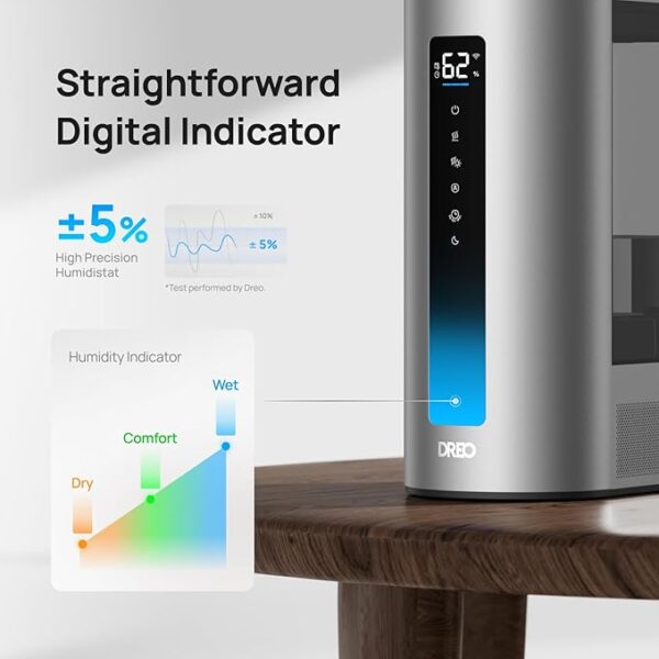 Dreo 6L Humidifiers for Bedroom, Smart Warm & Cool Mist for Large Room, 60Hr Quiet Runtime Ultrasonic Oil Diffuser for Baby, Plant, Humidity Sensor, Indicator Light, 12H Timer, Google/Alexa, HM713S - Image 3