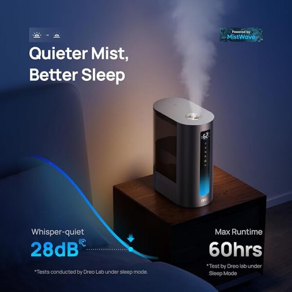 Dreo 6L Humidifiers for Bedroom, Smart Warm & Cool Mist for Large Room, 60Hr Quiet Runtime Ultrasonic Oil Diffuser for Baby, Plant, Humidity Sensor, Indicator Light, 12H Timer, Google/Alexa, HM713S - Image 5