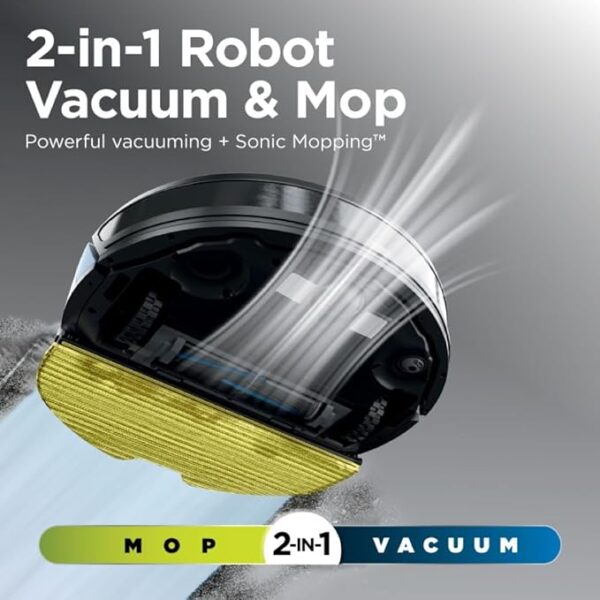 Shark Robot Vacuum & Mop Combo, Powerful Suction, Matrix Plus, 60-Day Debris Capacity, HEPA Bagless Self Empty Base, Sonic Mopping, Home Mapping for Pet Hair, Carpets & Hardfloor, Black/Gold, AV2610WA - Image 5