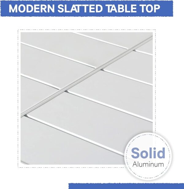 Soleil Jardin 7-Piece Outdoor Patio Dining Set, 35" - 71" Aluminum Expandable Outdoor Dining Table Set for 6, 6 Stackable Chairs with Gray Removable Cushions, White - Image 5