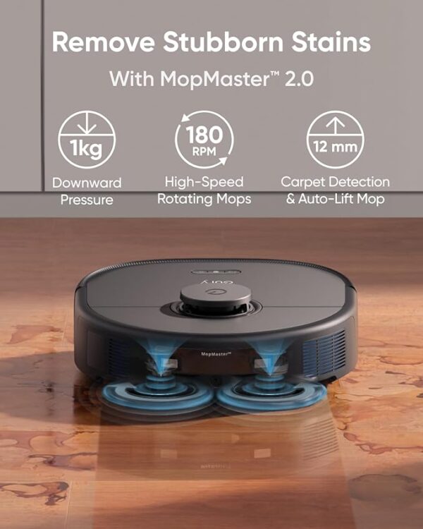 eufy X10 Pro Omni Robot Vacuum and Mop Combo, 8,000 Pa Suction, Dual Mops with 12 mm Auto-Lift and Carpet Detection, AI Obstacle Avoidance, Auto Mop Washing, Auto Drying, Self-Emptying, Self-Refilling - Image 2