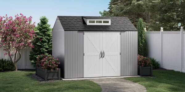 Rubbermaid Extra Large Resin Outdoor Storage Shed With Floor (7 x 10 Ft.), Weather Resistant, Brown, Organization for Home/Lawn Mower/Backyard Equipment/Bike Storage/Pool Supplies - Image 2