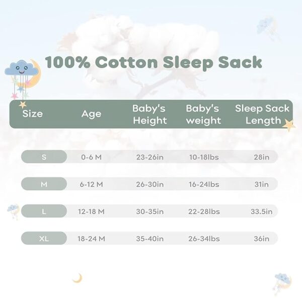 Yoofoss Baby Sleep Sack 0-6 Months Wearable Blanket for Babies 100% Cotton 2-Way Zipper TOG 0.5 Toddler Sleeping Sack 3 Pack, Sleep Sacks - Image 2