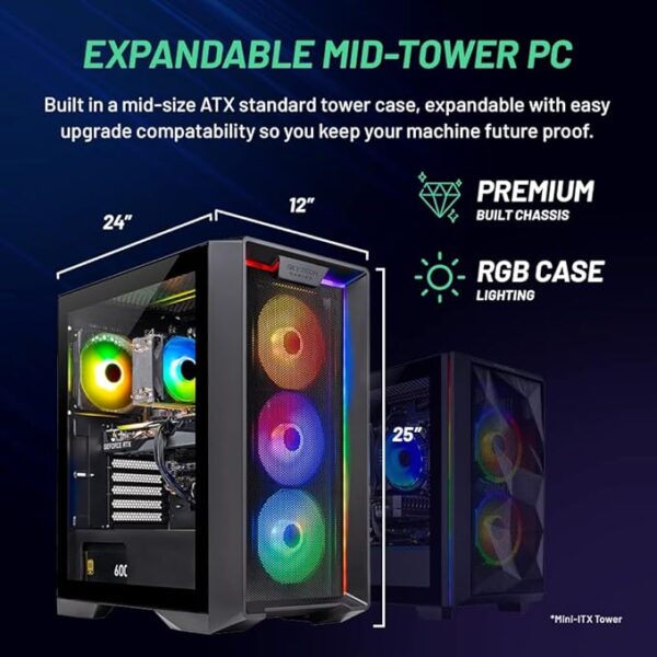 Skytech Gaming Nebula Gaming PC Desktop – Intel Core i5 13400F 2.5 GHz, NVIDIA RTX 4060, 1TB NVME SSD, 16GB DDR4 RAM 3200, 600W Gold PSU, 11AC Wi-Fi, Windows 11 Home 64-bit,Black - Image 2
