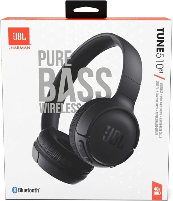 JBL Tune 510BT - Bluetooth headphones with up to 40 hours battery, microphone for call, foldable and comfortable, Android and iOs compatible (Black) - Image 5