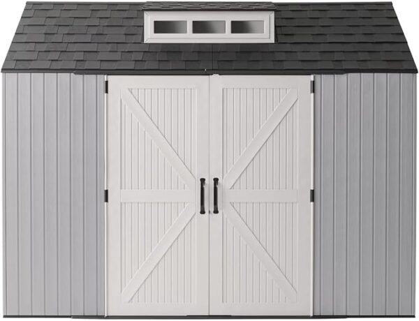 Rubbermaid Extra Large Resin Outdoor Storage Shed With Floor (7 x 10 Ft.), Weather Resistant, Brown, Organization for Home/Lawn Mower/Backyard Equipment/Bike Storage/Pool Supplies - Image 3