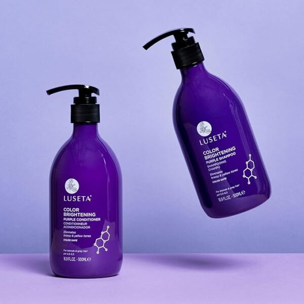 Luseta Purple Shampoo and Conditioner Set for Blonde, Gray - Color Treated Hair - Sulfate Free Paraben Free - Infused with Cocos Nucifera Oil for Curly and Damaged Hair - 2x16.9oz - Image 2