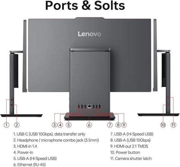 Lenovo ThinkCentre AIO 24" FHD IPS All-in-One Computer, 13th Gen Intel Processor up to 4.4 GHz, 16GB DDR5 RAM, 512GB PCIe SSD, Wi-Fi 6, USB-C, HDMI in&Out, KB&Mouse, Windows 11 Pro - Image 3