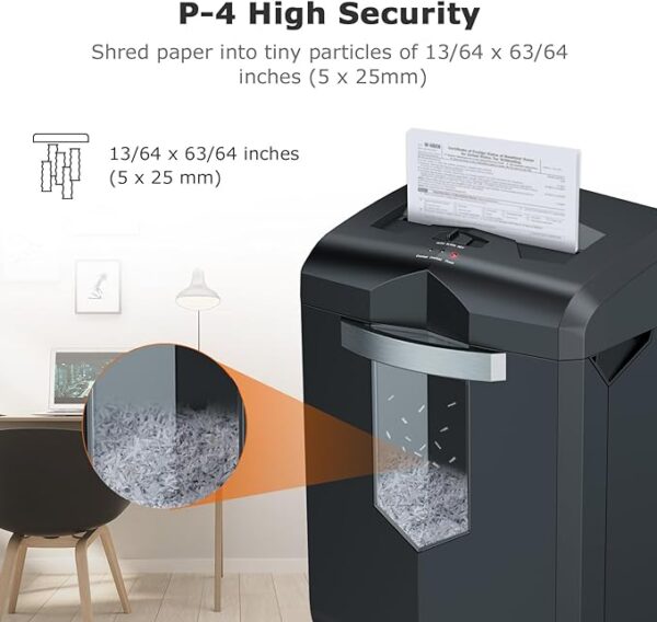 Bonsaii 18-Sheet 60-Minutes Office Paper Shredder, Cross-Cut Heavy Duty Shredder for Home Office with 6 Gallon Pullout Basket 4 Casters(C149-C) - Image 2
