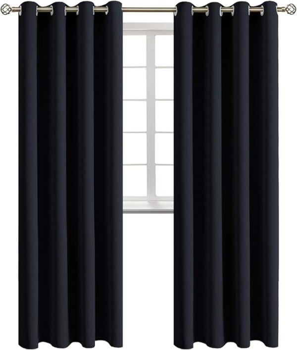 BGment Blackout Curtains - Grommet Thermal Insulated Room Darkening Bedroom and Living Room Curtains, Set of 2 Panels (52 x 120 Inch, Black)