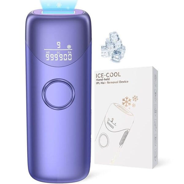 Laser Hair Removal with 5℃ Ice Cooling, Painless IPL Laser Hair Removal Device 3 In 1 Ubroo At Home Hair Remover Machine for Women Men Electrolysis Permanent Epilator on Face Body Depilation (Purple)