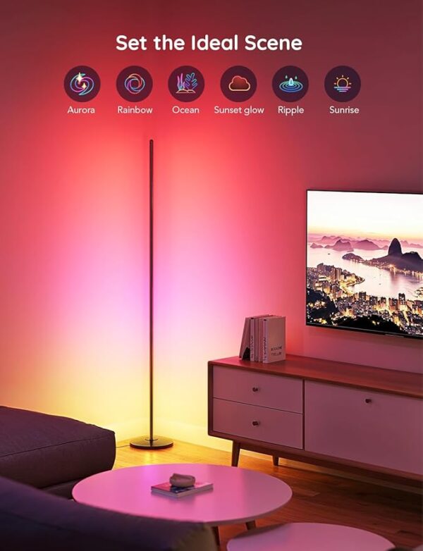 Govee RGBIC Floor Lamp, LED Corner Lamp Works with Alexa, 1000 Lumen Smart Modern Floor Lamp with Music Sync and 16 Million DIY Colors, Color Changing Standing Floor Lamp for Bedroom Living Room Black - Image 3