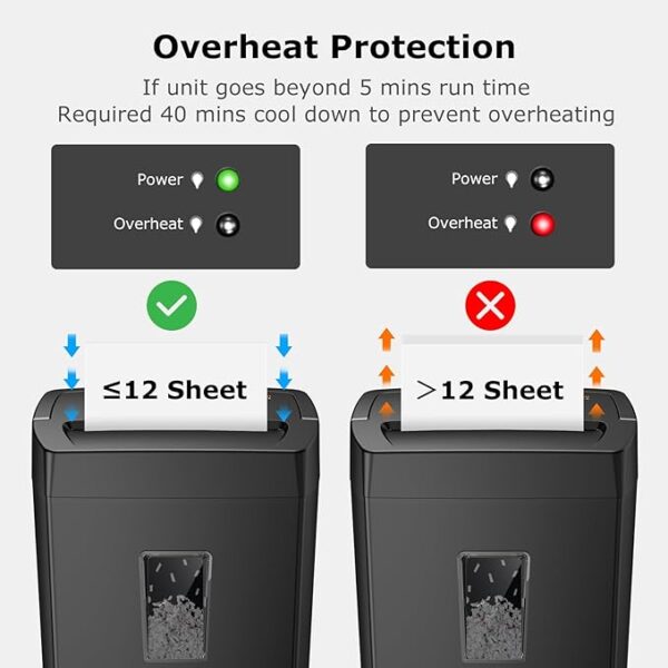 Bonsaii 12-Sheet Cross Cut Paper Shredder, 5.5 Gal Home Office Heavy Duty Shredder for Paper, Credit Card, Mail, Staples, with Transparent Window, High Security Level P-4 (C275-A) - Image 2