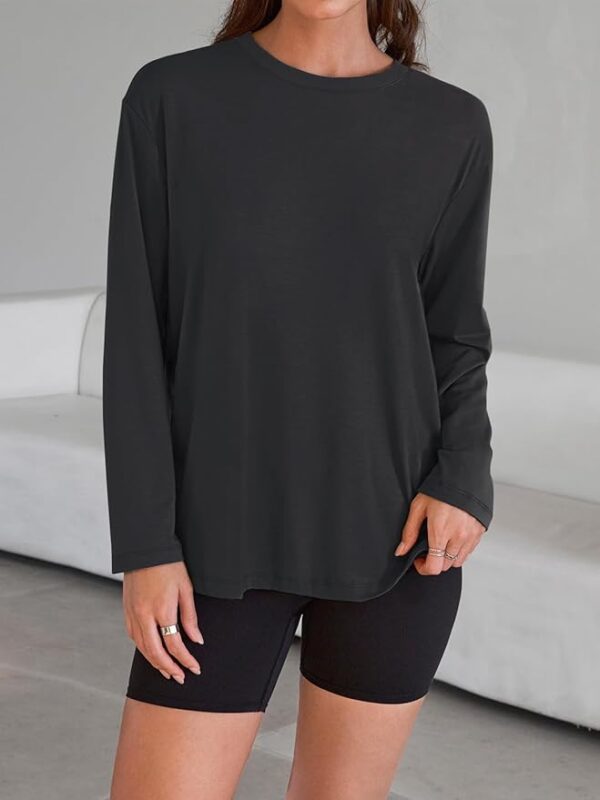 Trendy Queen Womens Oversized Long Sleeve T Shirts 2025 Basic Crewneck Tee Fall Tops Casual Workout Y2K Clothes - Image 4