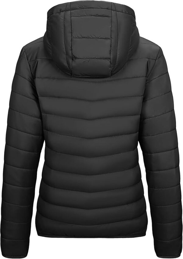 Outdoor Ventures Women's Packable Lightweight Full-Zip Puffer Jacket with Hood Quilted Winter Coat - Image 4
