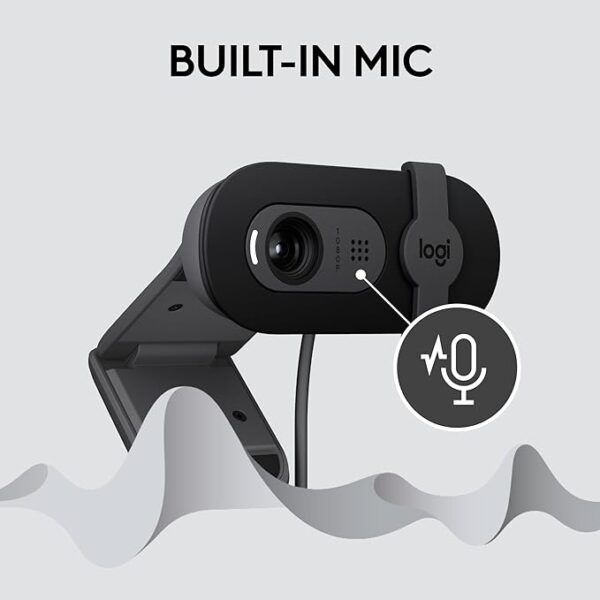 Logitech Brio 101 Full HD 1080p Webcam Made for Meetings and Works for Streaming — Auto-Light Balance, Built-in Mic, Privacy Shutter, USB-A, for Microsoft Teams, Google Meet, Zoom, and More - Black - Image 2