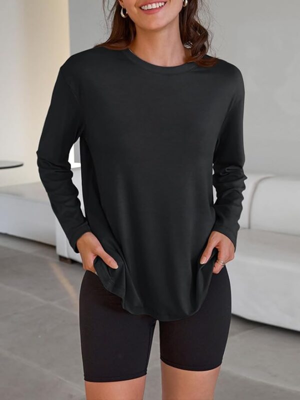 Trendy Queen Womens Oversized Long Sleeve T Shirts 2025 Basic Crewneck Tee Fall Tops Casual Workout Y2K Clothes - Image 5