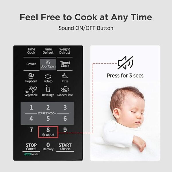 COMFEE EM720CPL-PMB Countertop Microwave Oven with Sound On/Off, ECO Mode and Easy One-Touch Buttons, 0.7 Cu Ft, Black - Image 2
