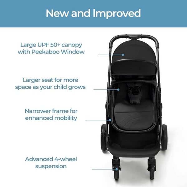 Mompush Wiz 2-in-1 Convertible Baby Stroller with Bassinet Mode, Foldable Infant Stroller with Reversible Seat and Large UPF 50+ Canopy - Image 5