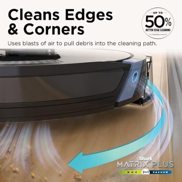 Shark Robot Vacuum & Mop Combo, Powerful Suction, Matrix Plus, 60-Day Debris Capacity, HEPA Bagless Self Empty Base, Sonic Mopping, Home Mapping for Pet Hair, Carpets & Hardfloor, Black/Gold, AV2610WA - Image 2