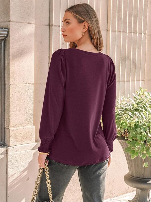 AUTOMET Long Sleeve Shirts Womens Pleated Business Casual Blouses with Smocked Cuffs - Image 2