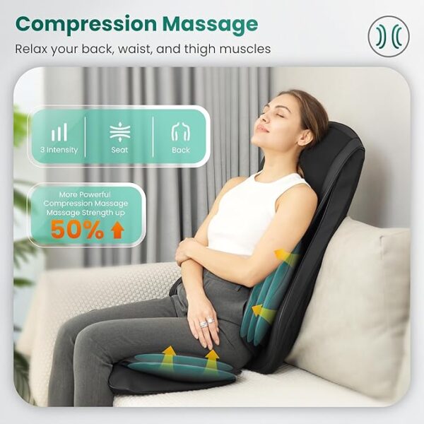 Snailax Shiatsu Neck and Back Massager with Heat, Chair Massager with Compression, Full Body Massage Chair Pad, Seat Massager, Gifts - Image 5