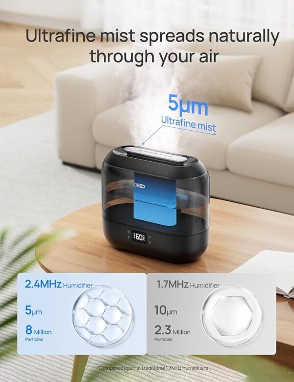 Dreo Smart Humidifiers for Bedroom, Top Fill 4L Cool Mist Humidifier with Nightlight, 32H Runtime, Touch/APP/Voice Control, Quiet Ultrasonic Humidifiers for Large Room, Home, Baby, Plants, Office - Image 3