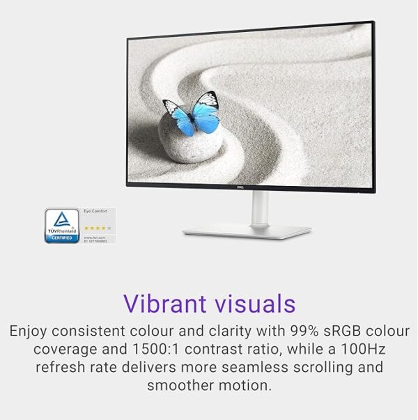 Dell S2725HS 27 Inch Monitor, FHD (1920x1080) Display, 100Hz Refresh Rate, 1500:1 Contrast Ratio, TÜV Rheinland Eye Comfort 4 Star, Integrated 2x5W Speaker, Height/Tilt/Swivel/Pivot- Ash White Color - Image 6