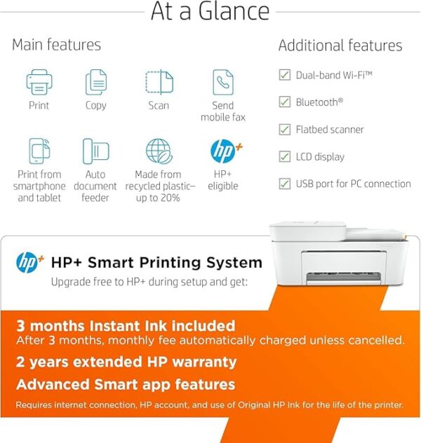 HP DeskJet 4155e Wireless Color Inkjet Printer, Print, scan, copy, Easy setup, Mobile printing, Best-for home, 3 months of Instant Ink included,white - Image 6