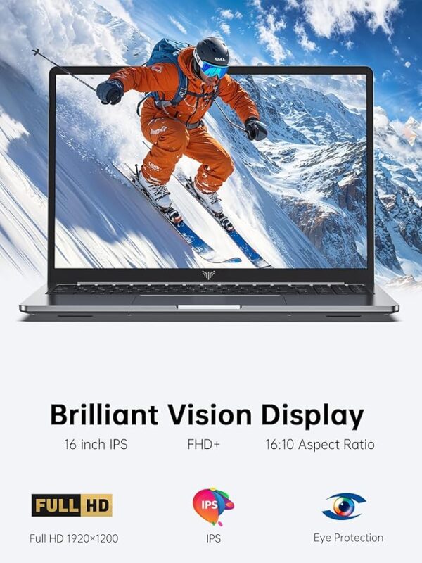 16.0-inch Gaming Laptop, 2025 16GB DDR4 512GB SSD laptop, Windows 11 Laptop with Intel 12th Quad-Core Processor(Up to 3.6GHz), 1920P FHD Display, Metal Shell, WiFi 6, USB3.2, Type_C, Long Battery Life - Image 2