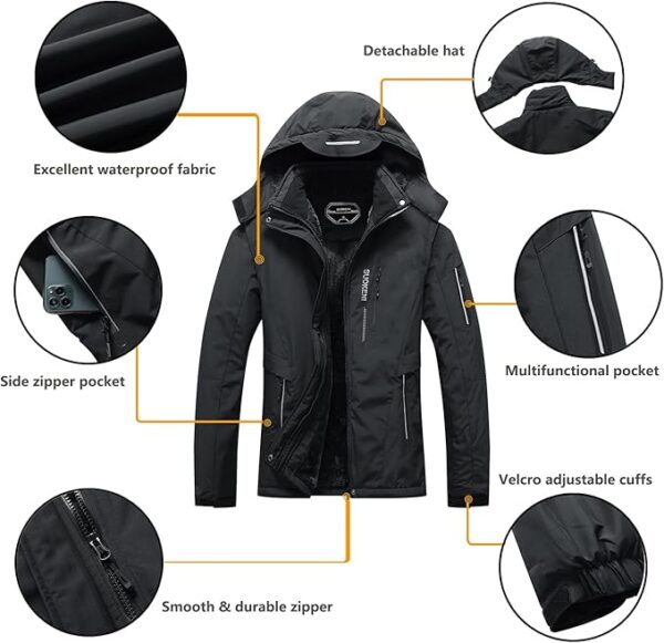 SUOKENI Women's Waterproof Warm Winter Snow Coat Hooded Raincoat Ski Snowboarding Jacket - Image 4