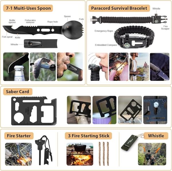 Survival Kit, 250Pcs Survival Gear First Aid Kit with Molle System Compatible Bag and Emergency Tent, Emergency Kit for Earthquake, Outdoor Adventure, Hiking, Hunting, Gifts for Men Women - Image 6