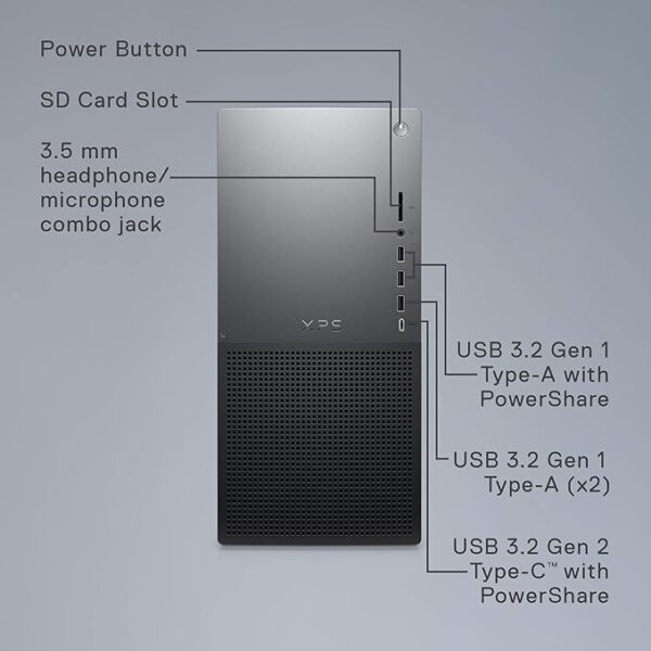 Dell XPS 8960 Desktop - 14th Generation Intel Core i7-14700 Processor, 32GB DDR5 RAM, 1TB SSD, Intel UHD 770 Graphics, Windows 11 Home, Onsite & Migrate Service - Black - Image 4