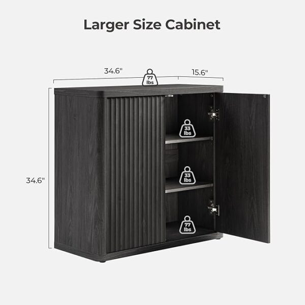 SICOTAS Buffet Cabinet with Storage Sideboard Accent Modern Credenza with Doors & Shelves Fluted 34.6" Tall Media Console Wood Mid Century Coffee Bar Table for Living Room Kitchen Dining Room Hallway - Image 6