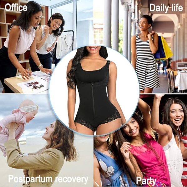 SHAPERX Women's Fajas Colombianas Shapewear Postpartum Tummy Control Body Shaper Butt Lifter Bodysuit - Image 6
