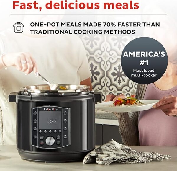 Instant Pot Pro (8 QT) 10-in-1 Pressure Cooker, Slow Cooker, Rice/Grain Cooker, Steamer, Sauté, Sous Vide, Yogurt Maker, Sterilizer, and Warmer, Includes App With Over 800 Recipes, Black - Image 6