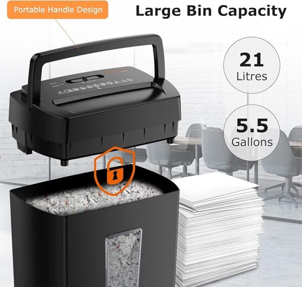 Bonsaii 12-Sheet Cross Cut Paper Shredder, 5.5 Gal Home Office Heavy Duty Shredder for Paper, Credit Card, Mail, Staples, with Transparent Window, High Security Level P-4 (C275-A) - Image 4