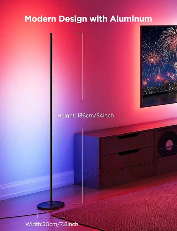 Govee RGBIC Floor Lamp, LED Corner Lamp Works with Alexa, 1000 Lumen Smart Modern Floor Lamp with Music Sync and 16 Million DIY Colors, Color Changing Standing Floor Lamp for Bedroom Living Room Black - Image 5