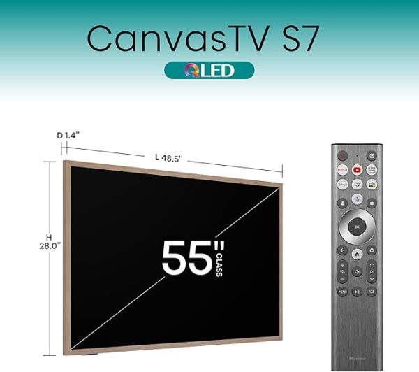Hisense 55-Inch Class QLED 4K S7N CanvasTV Series Dolby Vision HDR Google Smart TV (55S7N, 2024 Model) - Art Mode, Anti-Glare Panel, Hi-Matte Display, Frame & UltraSlim Wall Mount Included, 144Hz - Image 6