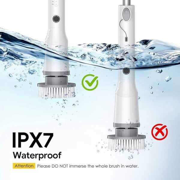 Electric Spin Scrubber,2024 New Cordless Cleaning Brush,Shower Cleaning Brush with 7 Replaceable Brush Heads, Power Scrubber 3 Adjustable Speeds,Detachable Long Handle & IPX7 Waterproof - Image 2