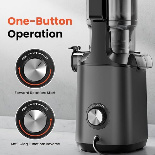Cold Press Juicer, JoyBear Slow Masticating Machines with 5.3" Extra Large Feed Chute Fit Whole Fruits Vegetables Easy Clean Self Feeding Effortless for Batch Juicing, High Juice Yield, BPA Free 200W - Image 6