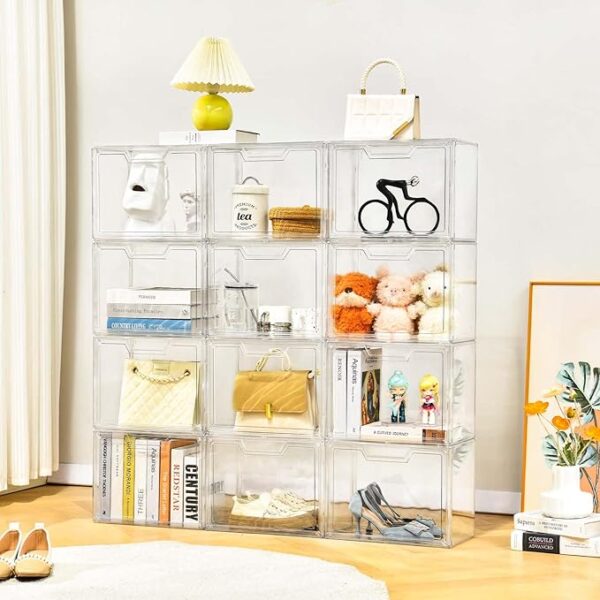 Purse Organizer for Closet,Clear Acrylic Display Case for Handbag Organizer, Purse Storage Box with Magnetic Door, Plastic Storage Bins for Book, Collectibles, Cosmetic (5 Pack) - Image 2