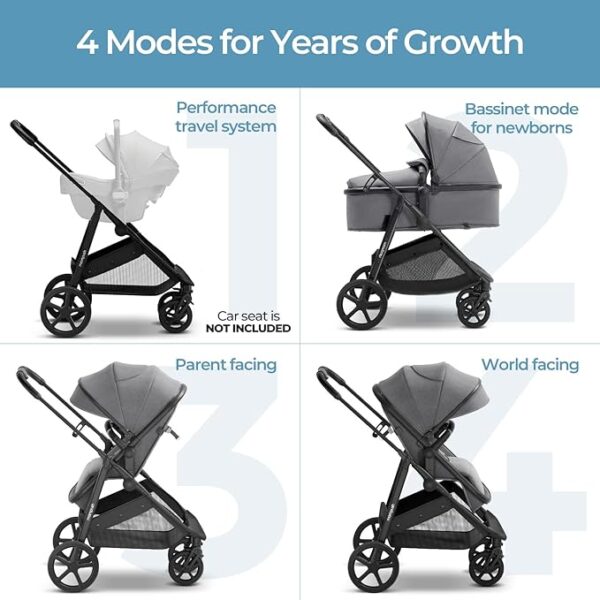 Mompush Wiz 2-in-1 Convertible Baby Stroller with Bassinet Mode, Foldable Infant Stroller with Reversible Seat and Large UPF 50+ Canopy - Image 6