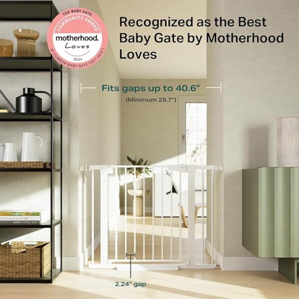 Cumbor 29.7-40.6" Baby Gate for Stairs, Mom's Choice Awards Winner-Dog Gate for Doorways, Pressure Mounted Self Closing Pet Gates for Dogs Indoor, Durable Safety Child Gate with Easy Walk Thru Door - Image 3